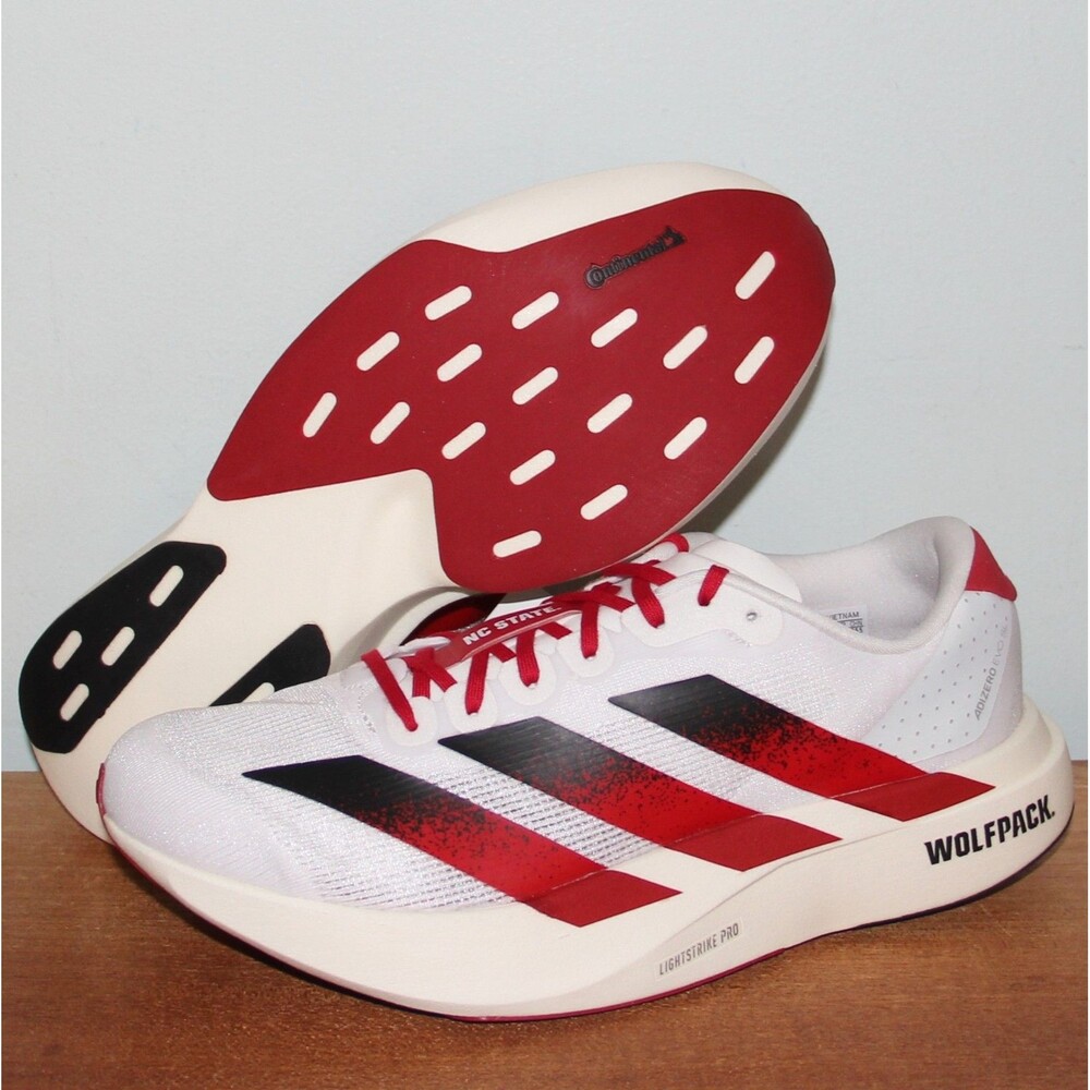 Adidas Adizero Evo SL NC State Running Shoes Mens 8 Womens 9 White Red